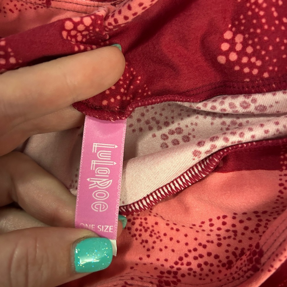 LuLaRoe Red and Pink Speckled Leggings